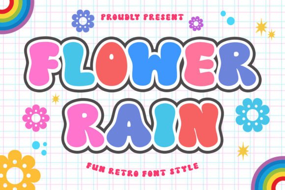 Flower Rain: Elevating Design with Retro Groovy Typography